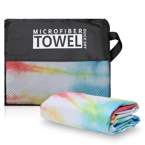 TMEOG Microfibre Beach Towels 180x80cm Extra Large Sand Free Beach Towel for Adults Compact Thin Travel Towel Women Men Lightweight Swim Pool Yoga Towel with Bag(Colorful Tie-Dye) — view 2