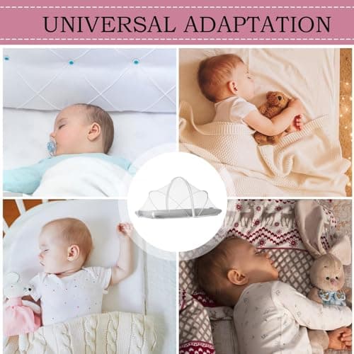 Mosquit-os Net For Travel Cot, Foldable Mosquit-os Net For Babi-es Crib To Keep Buges/Cats Out, Bab-y MosquitoNet With Noiseless Zipper, Visible Breathable Mesh MosquitoNet For Cot Travel Bassinet — view 5