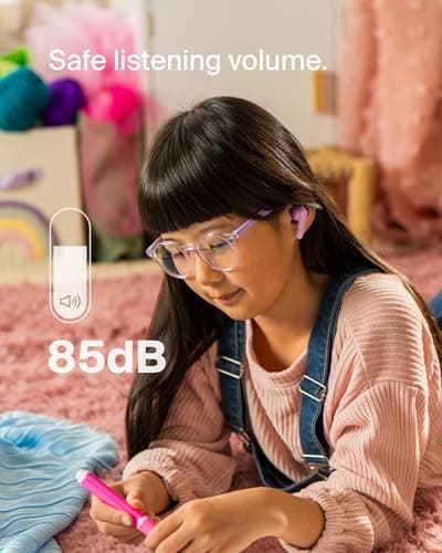Belkin SoundForm Nano 2 Bluetooth Earbuds for Kids with Built-in Microphone, 28H Battery Life, Safe 85dB Volume, IPX5 Water Resistance - Kids Bluetooth Earbuds for iPhone, iPad, Galaxy, & More - Pink — view 3