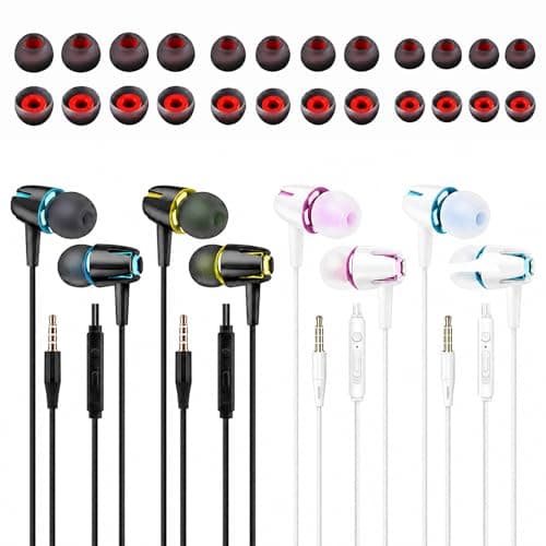 4 Pairs In-Ear Wired Noise Cancelling Headphones for iPad Smartphone Laptop