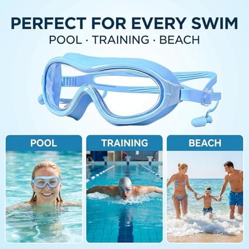 Wetopee Open Water Polarized Adult Swim Goggles, Anti Fog UV Protection No Leakage, Clear Vision Easy Adjustable Swimming Goggles for Men Women Teenagers — view 3