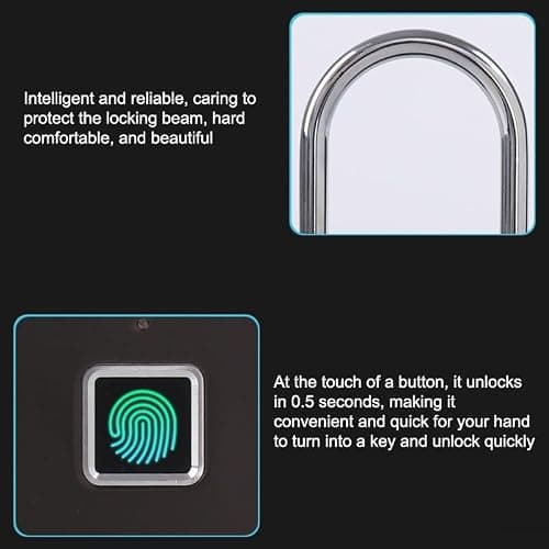 Biometric Fingerprint Padlock Designed for Keyless Entry on Suitcases Lockers Bikes Cabinets Drawers and Portable Storage Applications (Black) — view 6
