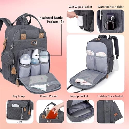 Dikaslon Baby Changing Bags Backpack, Large Baby Bag, 19 Pockets, Outdoors — view 4