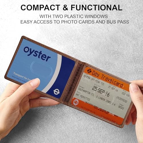 ALLEN & MATE 100% Leather Travel Card Holder - Slim Minimalist Wallet for Travel Bus Pass ID License Oyster Card for Men & Women (Tan Premium) — view 4