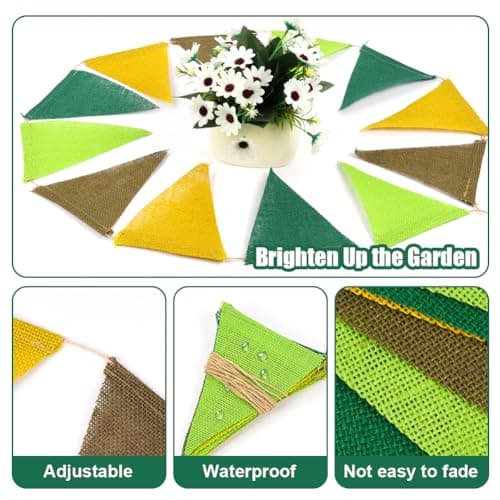 Vicloon Bunting Banner, 36PCS Reusable Outdoor Waterproof Bunting, 12M Vintage Burlap Buntings Banner, Rustic Linen Garlands for Wedding Birthday Party Home Festival Decoration Boho Camping Rustic — view 5