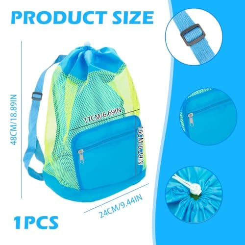 Mesh Beach Toy Storage Bag, Foldable Kids Toy Organiser With Zipped Pocket For Bucket And Spade Sets, Sandpit Toys, Bath Toy Storage And Pool Gear — view 2