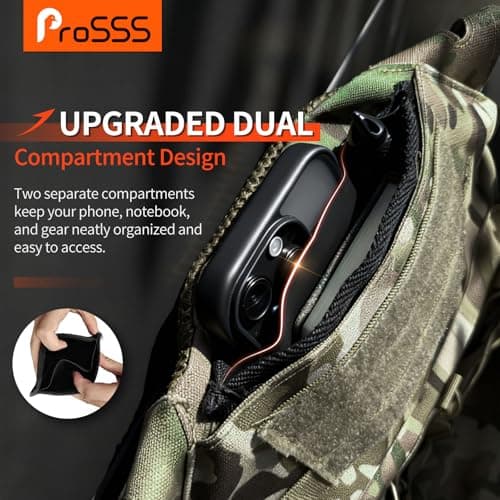 ProSSS Tactical Hook & Loop Admin Pouch Organizer, 15.5x15.5cm Neoprene Divider Sleeve with Dual Compartments, Soft Inner Layer for Phone & Notebook, Velcro Panel Accessory for Backpack or Chest Rig — view 2