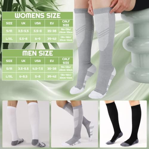 KKuSoxyy 3 Pack Compression Socks for Women Men, Bamboo Viscose 15–20mmHg — view 2