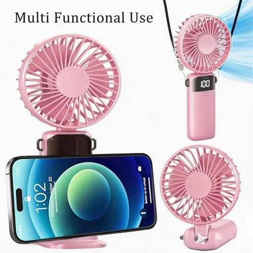 Somnr 2-Pack Hand Held Fan Rechargeable, Handheld/Neck/Desk 3 in 1 Mini Fan — view 2