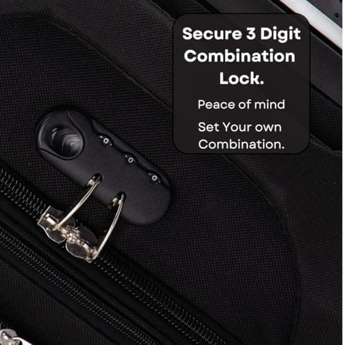 ATX Luggage 24" Medium Suitcase Soft Shell 73L Expandable Lightweight 20-23KG Hold Check in with 4 Spinner Wheels and Built-in 3 Digit Lock (Black) — view 3