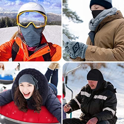 Winter Neck Warmer Fleece Windproof Neck Gaiter Snood for Men Women Cold Weather Face Scarf Headwear for Skiing Running Cycling — view 6