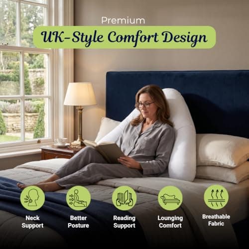 Lancashire Bedding Luxury Batwing Pillow with Polycotton Cream Pillowcover - Orthopedic Back, Neck, Shoulder Support | Soft Fluffy Cushion | Hollowfiber Filled 72 X 84 Cm Bed Pillow — view 2