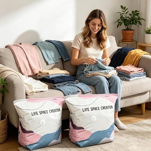 2 Pcs No-pump Vacuum Storage Bags, Press & Seal Reusable Space Saver Bags, Luggage Compression Storage, Thickened Vacuum Bag, For Bedding Clothes Blanket Pillow Mattress Home Travel Road Trip Closet — view 3