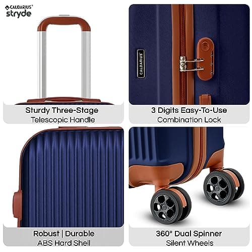 CALDARIUS Hardshell Luggage | Durable Suitcases | Lightweight & Secure with Combination Lock | Smooth 4 Dual Spinner Wheels | Ideal Travel Bag & Luggage Sets (Blue, Large 28") — view 3