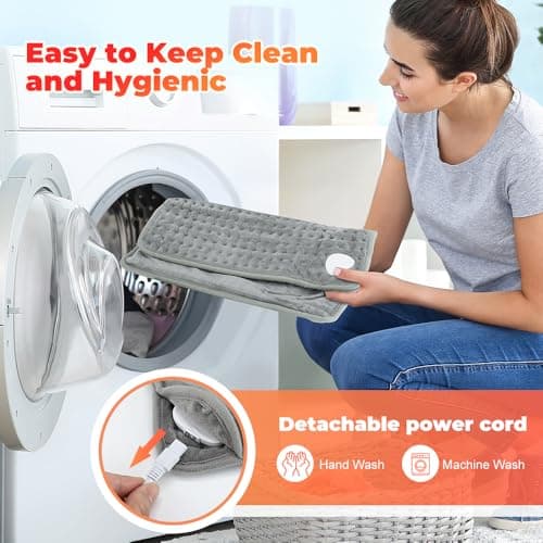 Electric Foot Warmer, 9 Heat Temp Settings, 4 Timer, Machine Washable Heated Feet Warmer, Winter Warm Fast Heating Foot Pad for Men Women, Heated Mat for Foot, Back, Lumbar and Full Body, 2.3m Cable — view 5