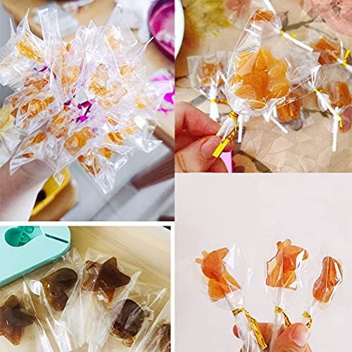 120 Pcs Clear OPP Treat Bags 10 x 15 cm with Gold Twist Ties — view 5