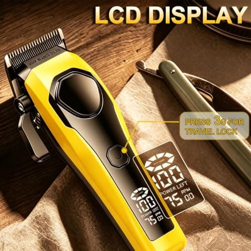 Professional Hair Clipper and Trimmer Set 7500RPM Charging Dock (Yellow) — view 5