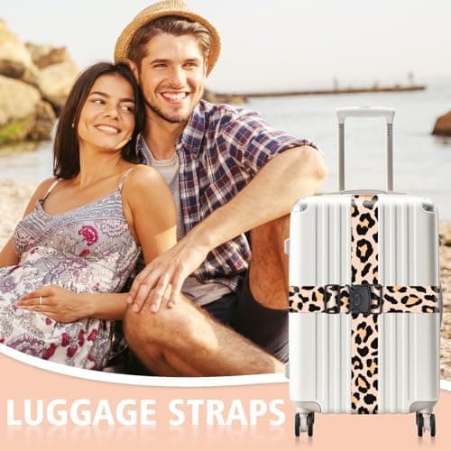 MOTONG 2 PCS Leopard Print Luggage Straps Adjustable Suitcase Straps Personalised Luggage Straps Suitcases Heavy Duty Suitcase Belts Thickened Luggage Belt with Quick Release Buckle — view 2