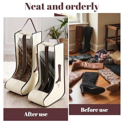 XLIUAX 2 Set Boot Bags, Portable Tall Boots Shoe Carry Storage Dust Proof — view 2