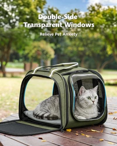 pecute Cat Carrier Stable, Large Space, Pet Carrier Bubble Window,Green — view 3