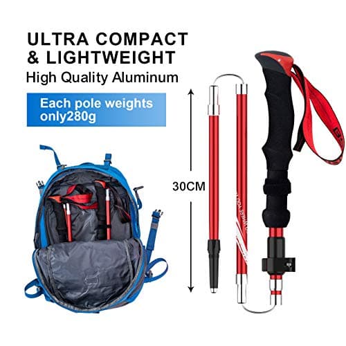 BISINNA Trekking Poles- 2pc/set Folding Aluminum Walking Sticks — view 3
