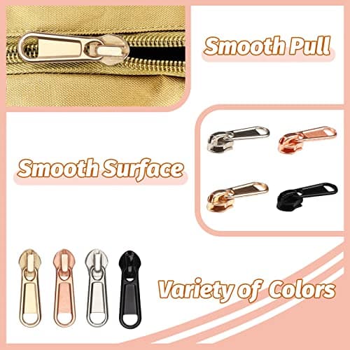 DOITEM 24Pcs Zipper Repair Kit Zip Replacement 5# Zipper Pull Rescue Kit for Clothing Jackets Purses Luggage Backpacks (4 Colors) — view 4