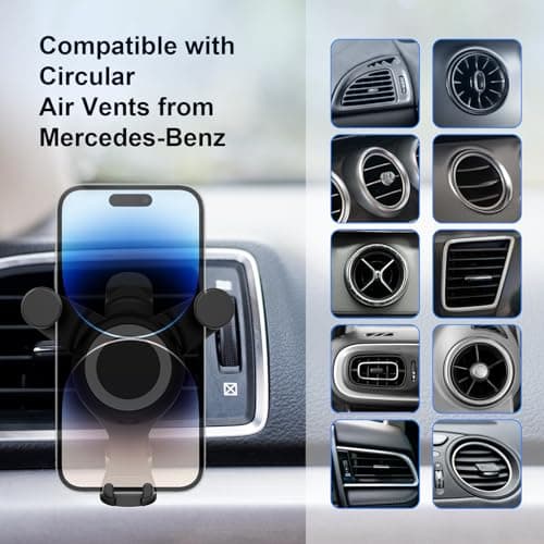 Aeipou Car Phone Holder for Mercedes Benz A/B/C/E/S Mini Cooper Audi-TT Ford Jeep Suzuki Mustang Wrangler Swift Round Vents Mount for All Circular Air Vents iPhone 17/16/15 Pro Max Galaxy S25/S24/S23 — view 4
