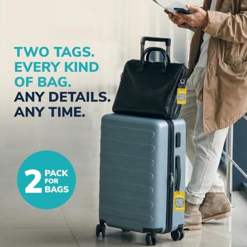 Smart Luggage Tags | Privacy QR Code Luggage Tag, Yellow, 2"x3" — view 6