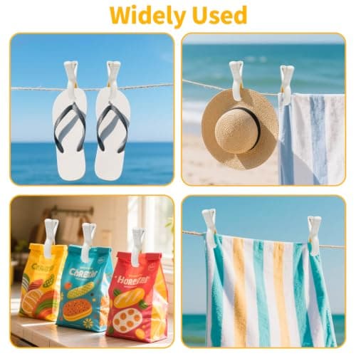 QOPAHI Beach Towel Clips for Sun Loungers Large Towel Clips Strong Grip Clothes Pegs Non-Slip Towel Pegs for Sun Lounger, Washing Line, Laundry, Pool & Cruise Chairs Sunbeds, with Storage Bag(6pcs) — view 5