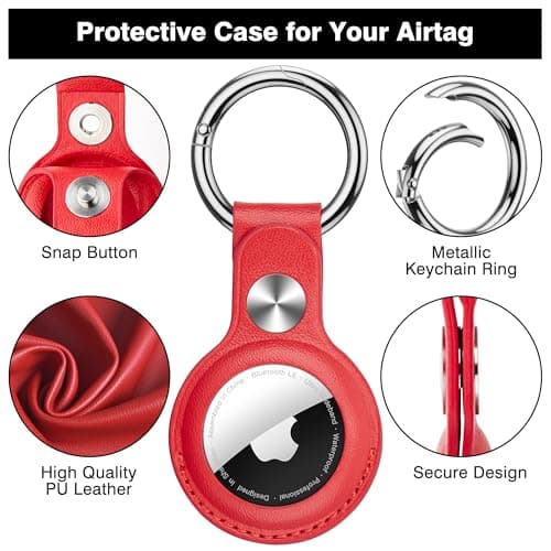Citymore for AirTag Holder 2-Pack,PU Leather Airtag Keyring,Anti-Lost,Scratch-Resistant Airtags Case for Apple AirTags –for Keys,Pets,Backpack,Luggage — view 4