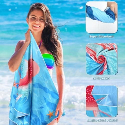 Bingobang 2 Pack Microfiber Beach Towels for Adults Extra Large 180×90 cm — view 6