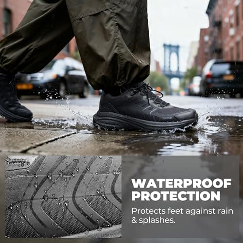 NORTIV 8 Men's Waterproof Lightweight Hiking Shoes,Size 9,All Black — view 6