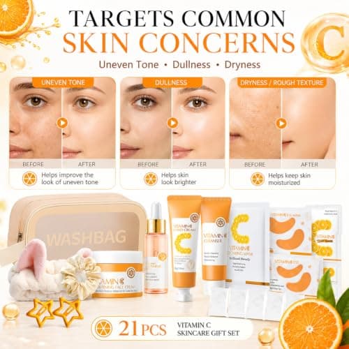21pcs Vitamin C Skincare Set For Women, Complete Face Care Gift Set — view 6