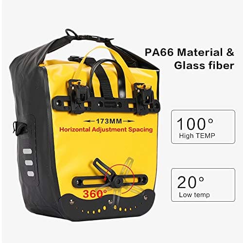 Rhinowalk Bike Bag Waterproof Bicycle Pannier Rear Seat Bag for Cycling Bicycling Traveling Riding, Yellow — view 3