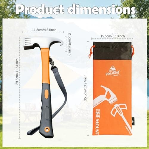 Camping Mallet Tent Peg Puller, 12" Heavy Duty Steel Hammer Stake Remover — view 2