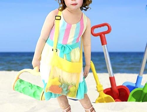 IMEIKONST 5-Pack Beach Mesh Bags for Children Toys Balls Shells Colorful — view 2