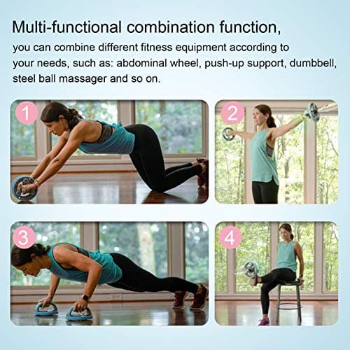 Multifunctional Abdominal Wheel Fitness Training Roller Set, Wireless Compact Gym Equipment with Lifting Handles, Direct Grip Handle and Latex Pull Strap for Home, Travel and Full (Blue) — view 6