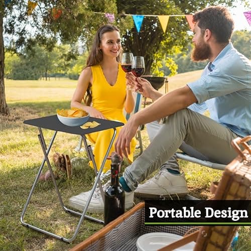 Premier Housewares Folding Camping Table, Lightweight Collapsible Outdoor Picnic Table for Drinks & Coffee, Small Portable Kitchen Work Table, Black — view 4