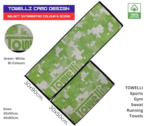 JWL Cotton Sports Towel, Quick Dry, Gym for Running, Travel, Beach, Swimming, Camping Hiking, Soft Absorbent Fitness (GREEN, 30X50CM, CAMO) — view 4