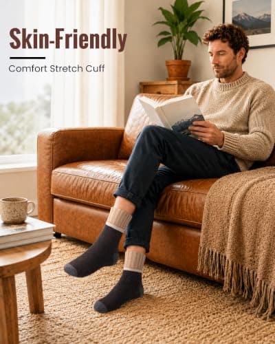 Veximora 5 Pairs Mens Wool Socks, Warm Winter Thick Thermal Crew Socks Gift — view 3