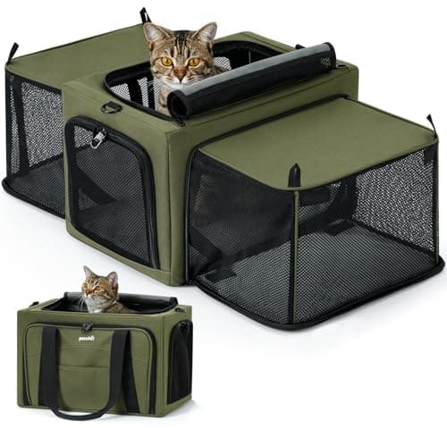 Pecute Cat Carrier Expandable, Extra Stable Cat Carrier Bag, Green
