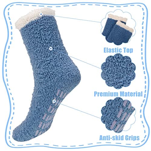 Bestomrogh 6 Pairs Fluffy Slipper Socks for Women and Girls — view 3
