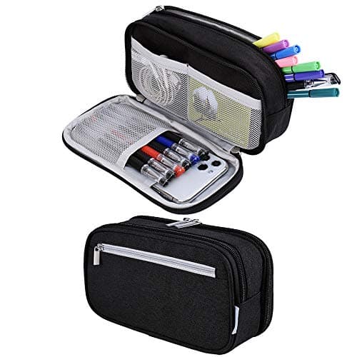 Chelory Pencil Case Large Capacity Pencil Cases Big Storage Pencil Bag Pen Pouch Holder Stationary Office Organizer for Boys Girls Teens Students School Supplies Makeup Bag Adults, Black