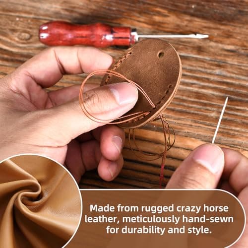 LZHRISING Burgundy Genuine Leather Apple Airtag Holder, Air Tag Case Gps Tracker, Airtag Keychain Accessories, Gps Case with Key Ring for Key Chain,Wallet,Luggage,Cat,Dog,Pets — view 4