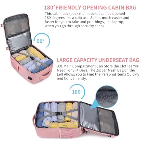 for New Ryanair Cabin Bags 40x30x20 Underseat Small Travel Backpack, Pink — view 5