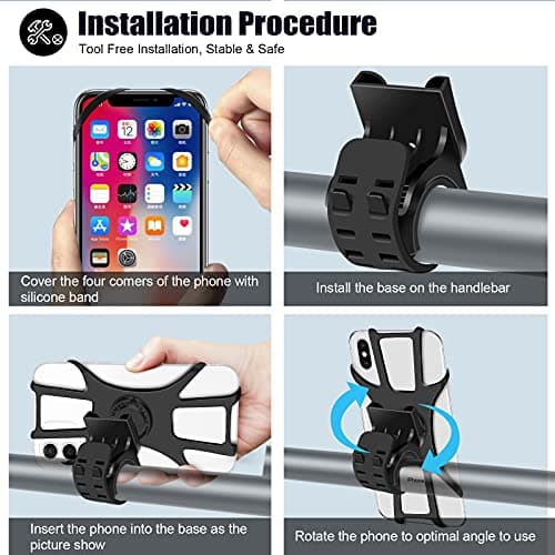 Deerfun Detachable Bike Phone Holder, Universal Bicycle Motorcycle Cell Phone mount, 360° Rotatable Adjustable Bike Phone Mount Compatible for 4" to 6.7" Smartphones — view 6