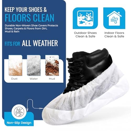 TYGA 40 Pieces Waterproof Reusable Shoe Covers - White — view 2
