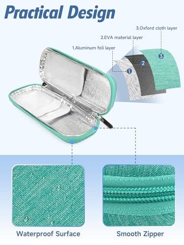YOUSHARES Insulin Case with 2PCS Ice Packs - Medicine Cooler for Travel Insulin Cooler Diabetic Supplies Medicine Cool Bag (Green) — view 5