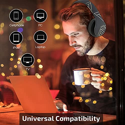 PowerLocus Bluetooth Headphones Over Ear, Wireless Headphones with Microphone, Foldable Headphone, Soft Memory Foam Earmuffs & Lightweight, Micro SD/TF, FM Radio for iPhone/Android/Tablet/PC/TV (Gold) — view 6