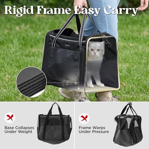 Lesure Foldable Cat Carrier for Travel, 43.5x29.5x34cm, Black — view 2